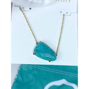 Kendra Scott Isla Necklace Turquoise Color Magnesite Pendant Goldtone